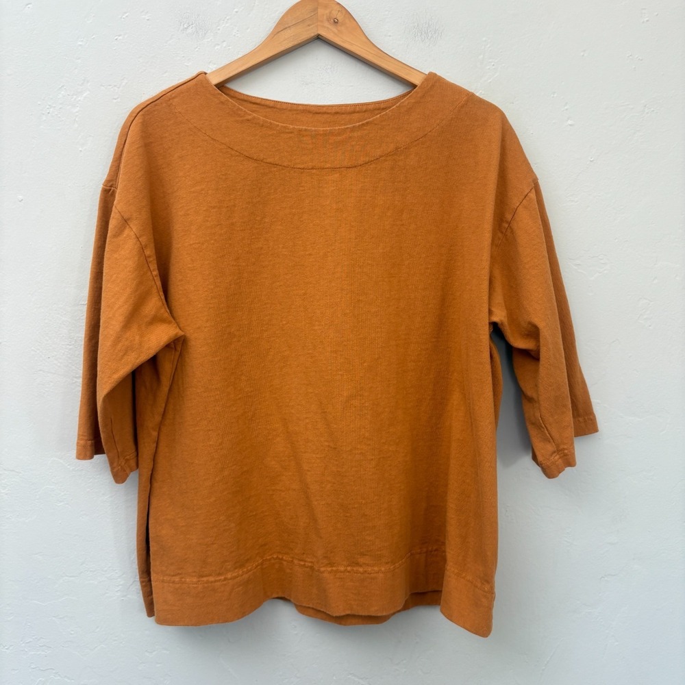 Pacific Cotton Bryn Walker Top Women Size XS Mustard Yellow Oversized Boxy